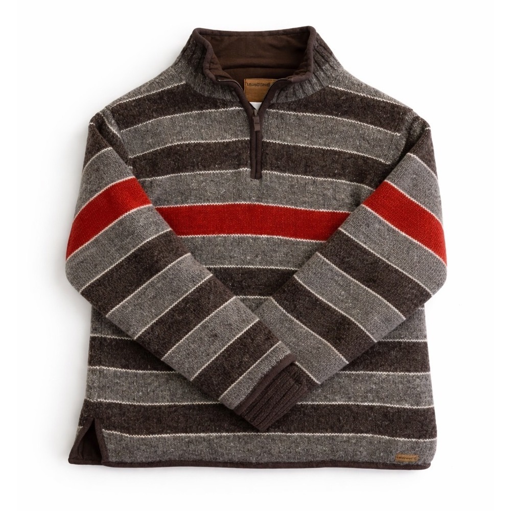 Vintage‎ Laundromat Men's Wool Blend Striped 1/4 Zip Pullover Sweater- Size L